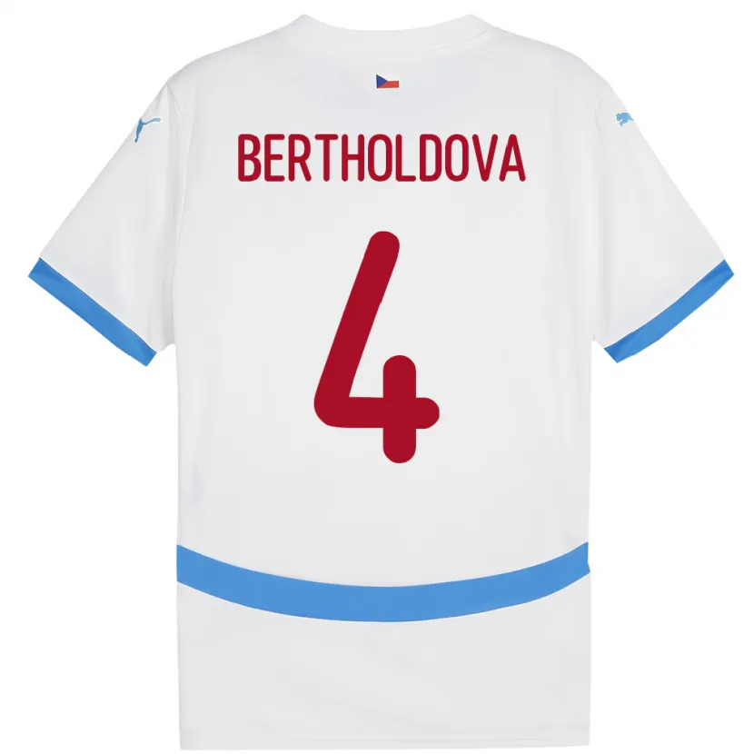 Danxen Enfant Maillot Tchéquie Petra Bertholdová #4 Blanc Tenues Extérieur 24-26 T-Shirt