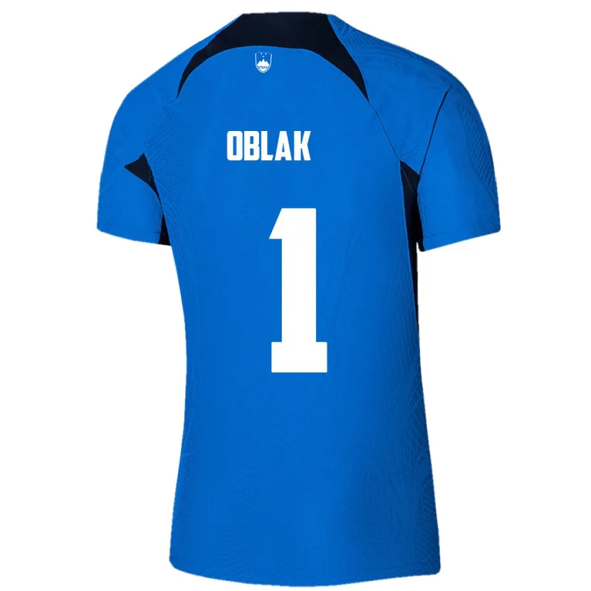 Danxen Enfant Maillot Slovénie Jan Oblak #1 Bleu Tenues Extérieur 24-26 T-Shirt