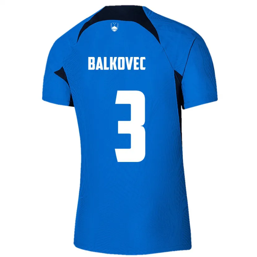 Danxen Enfant Maillot Slovénie Jure Balkovec #3 Bleu Tenues Extérieur 24-26 T-Shirt