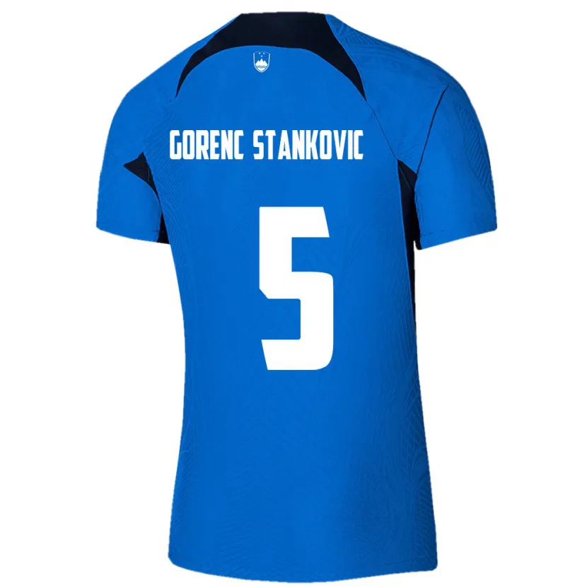 Danxen Enfant Maillot Slovénie Jon Gorenc Stankovic #5 Bleu Tenues Extérieur 24-26 T-Shirt