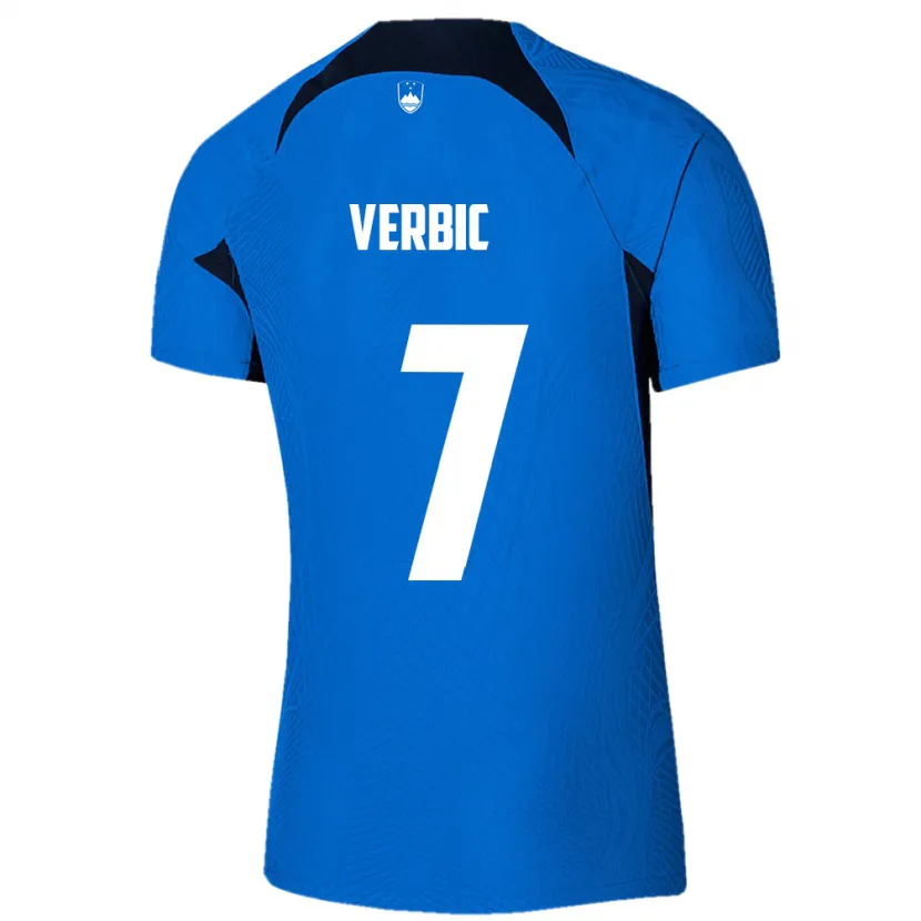 Danxen Enfant Maillot Slovénie Benjamin Verbic #7 Bleu Tenues Extérieur 24-26 T-Shirt