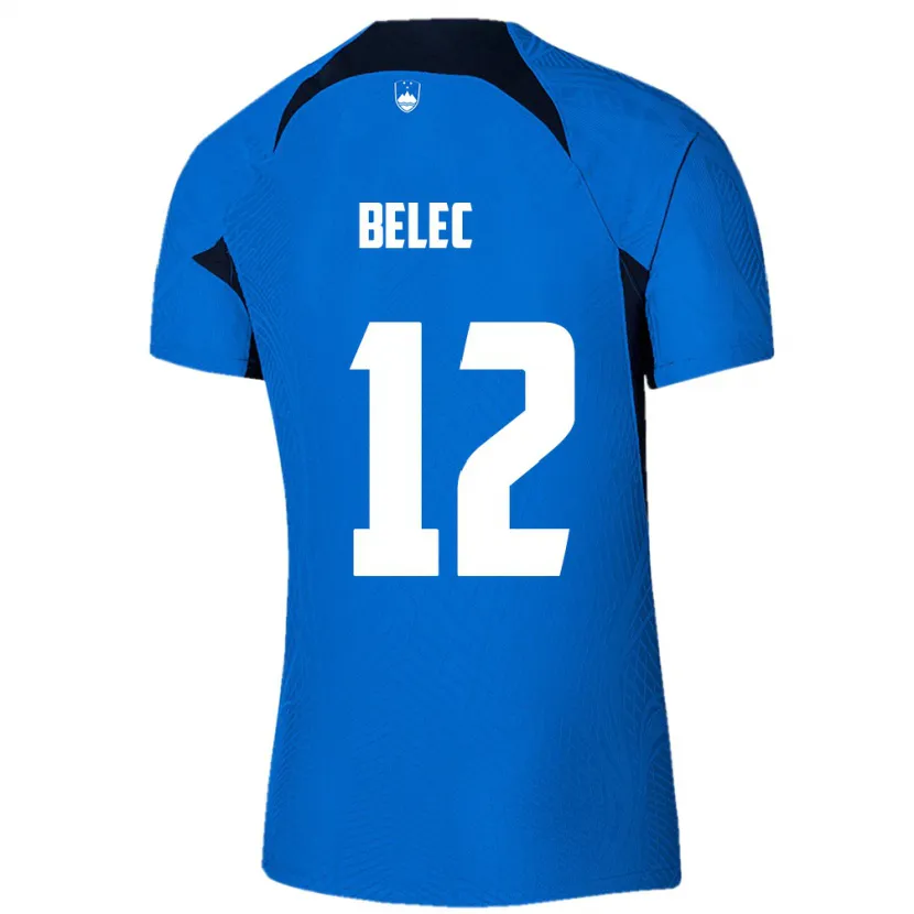 Danxen Enfant Maillot Slovénie Vid Belec #12 Bleu Tenues Extérieur 24-26 T-Shirt