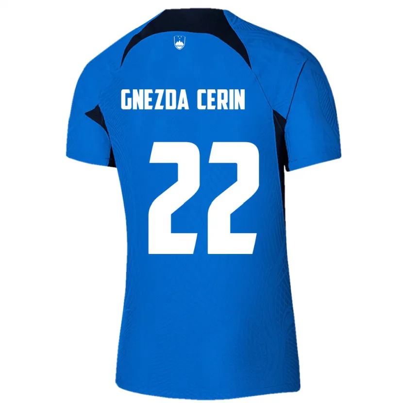 Danxen Enfant Maillot Slovénie Adam Gnezda Cerin #22 Bleu Tenues Extérieur 24-26 T-Shirt