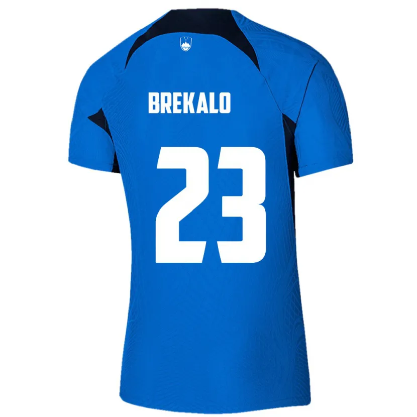 Danxen Enfant Maillot Slovénie David Brekalo #23 Bleu Tenues Extérieur 24-26 T-Shirt