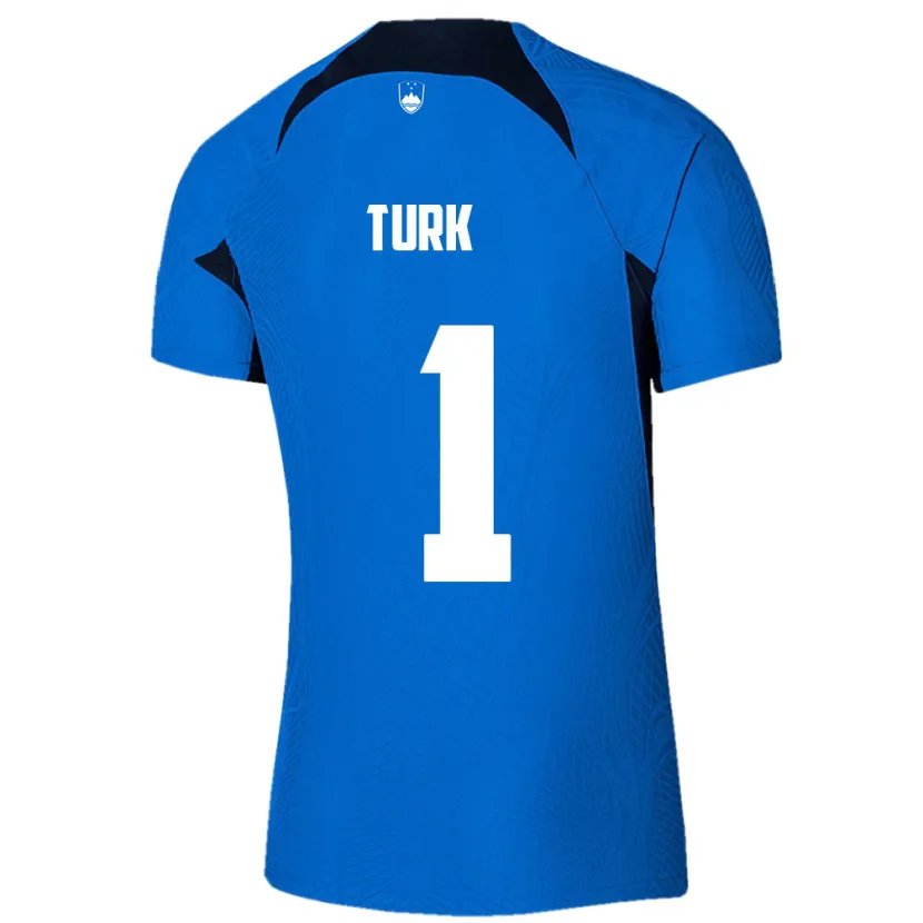 Danxen Enfant Maillot Slovénie Martin Turk #1 Bleu Tenues Extérieur 24-26 T-Shirt