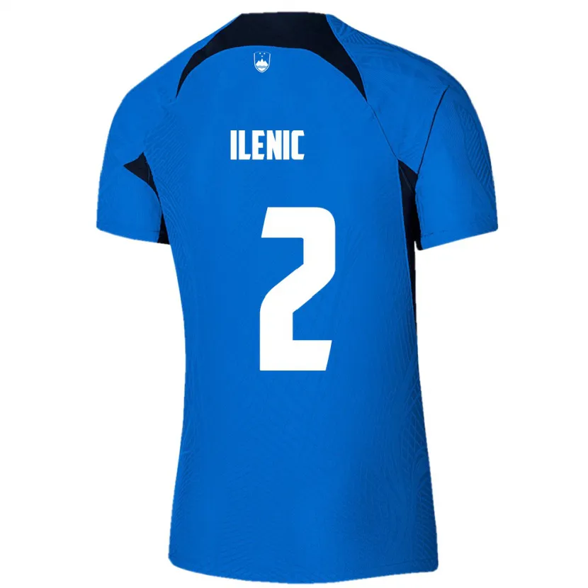 Danxen Enfant Maillot Slovénie Mitja Ilenic #2 Bleu Tenues Extérieur 24-26 T-Shirt
