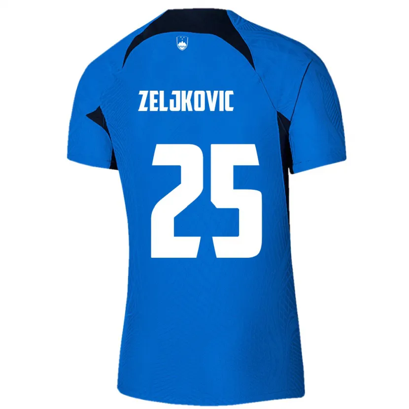 Danxen Enfant Maillot Slovénie Adrian Zeljkovic #25 Bleu Tenues Extérieur 24-26 T-Shirt
