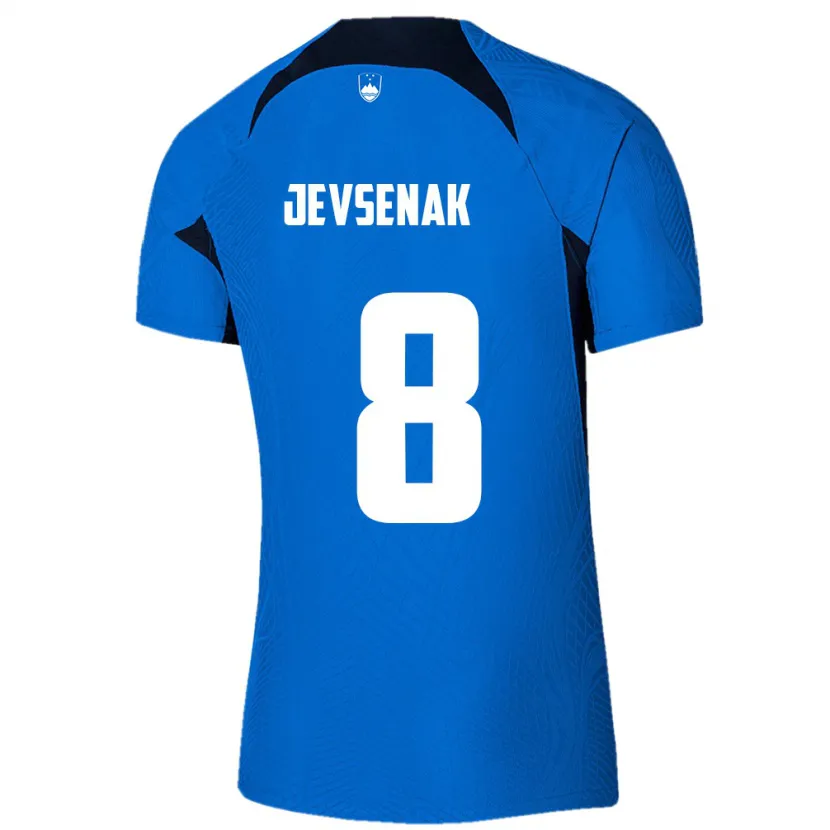 Danxen Enfant Maillot Slovénie Florjan Jevsenak #8 Bleu Tenues Extérieur 24-26 T-Shirt