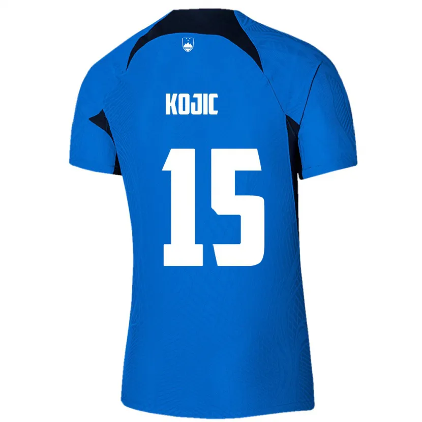 Danxen Enfant Maillot Slovénie Dino Kojic #15 Bleu Tenues Extérieur 24-26 T-Shirt
