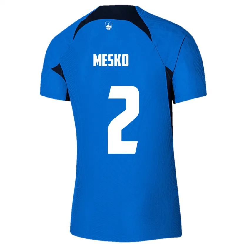 Danxen Enfant Maillot Slovénie Zan Mesko #2 Bleu Tenues Extérieur 24-26 T-Shirt