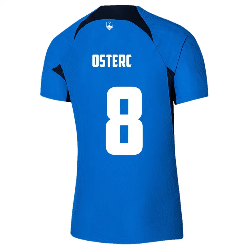 Danxen Enfant Maillot Slovénie Niko Osterc #8 Bleu Tenues Extérieur 24-26 T-Shirt