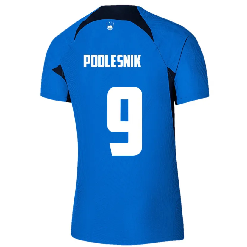 Danxen Enfant Maillot Slovénie Nik Podlesnik #9 Bleu Tenues Extérieur 24-26 T-Shirt