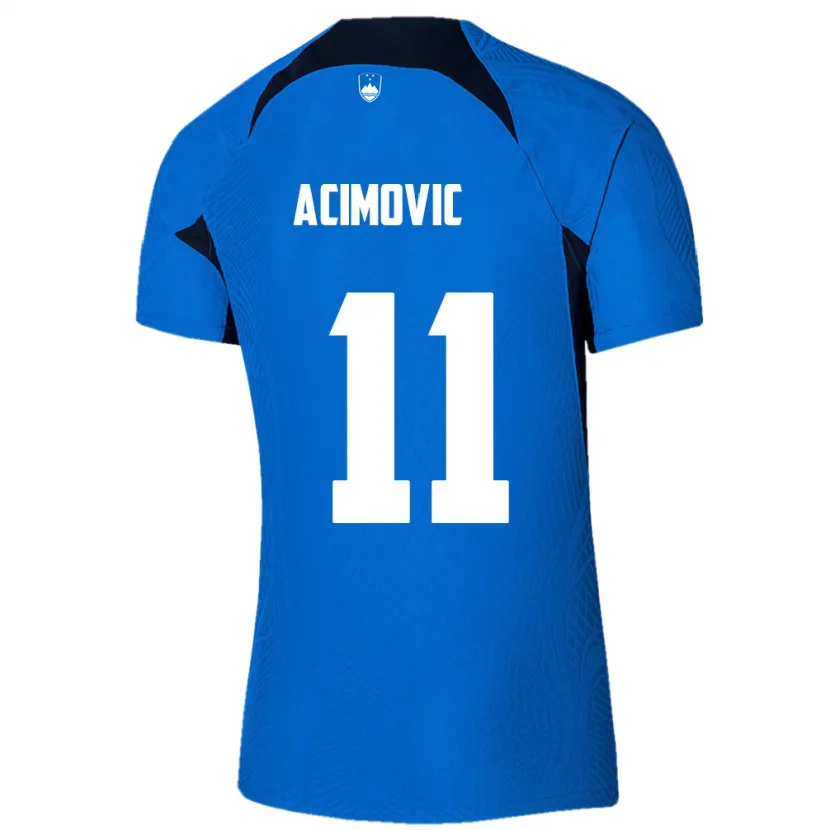 Danxen Enfant Maillot Slovénie Mateo Acimovic #11 Bleu Tenues Extérieur 24-26 T-Shirt