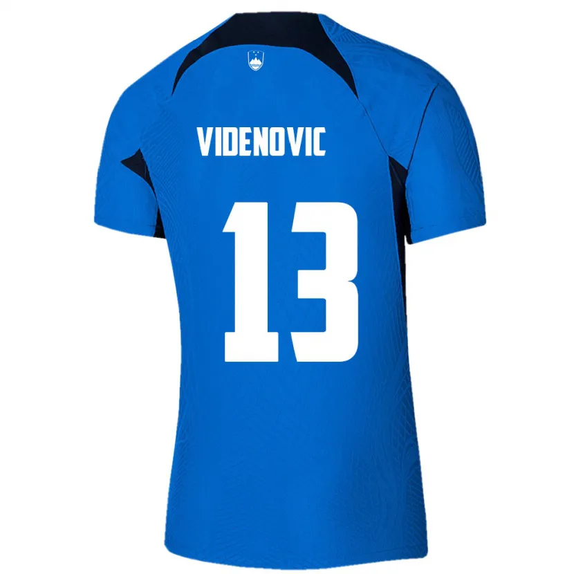 Danxen Enfant Maillot Slovénie Denis Videnovic #13 Bleu Tenues Extérieur 24-26 T-Shirt