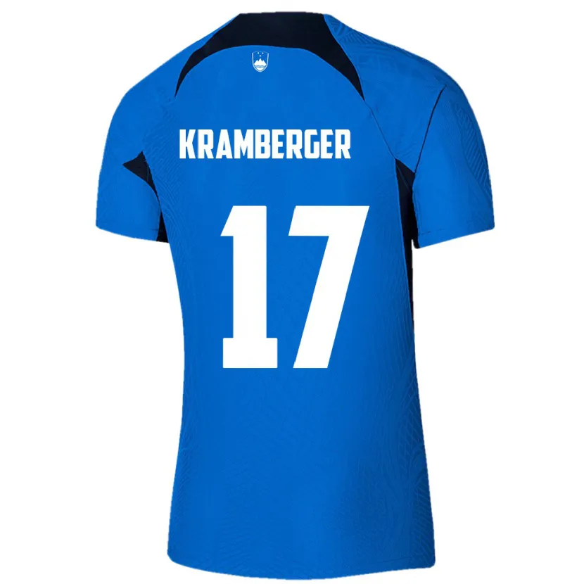 Danxen Enfant Maillot Slovénie Enej Kramberger #17 Bleu Tenues Extérieur 24-26 T-Shirt