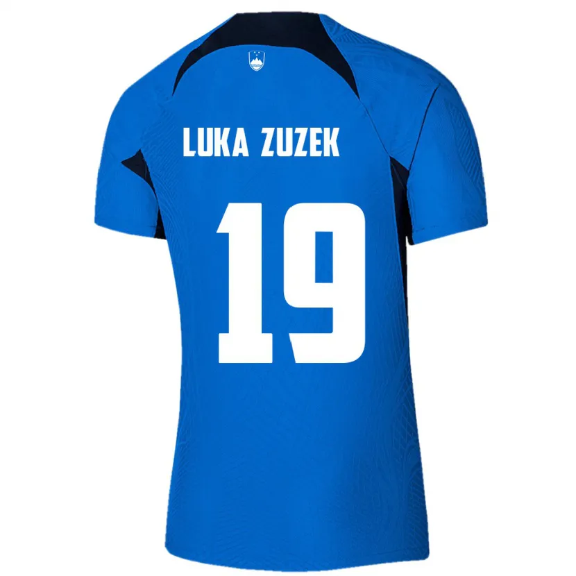 Danxen Enfant Maillot Slovénie Zan Luka Zuzek #19 Bleu Tenues Extérieur 24-26 T-Shirt