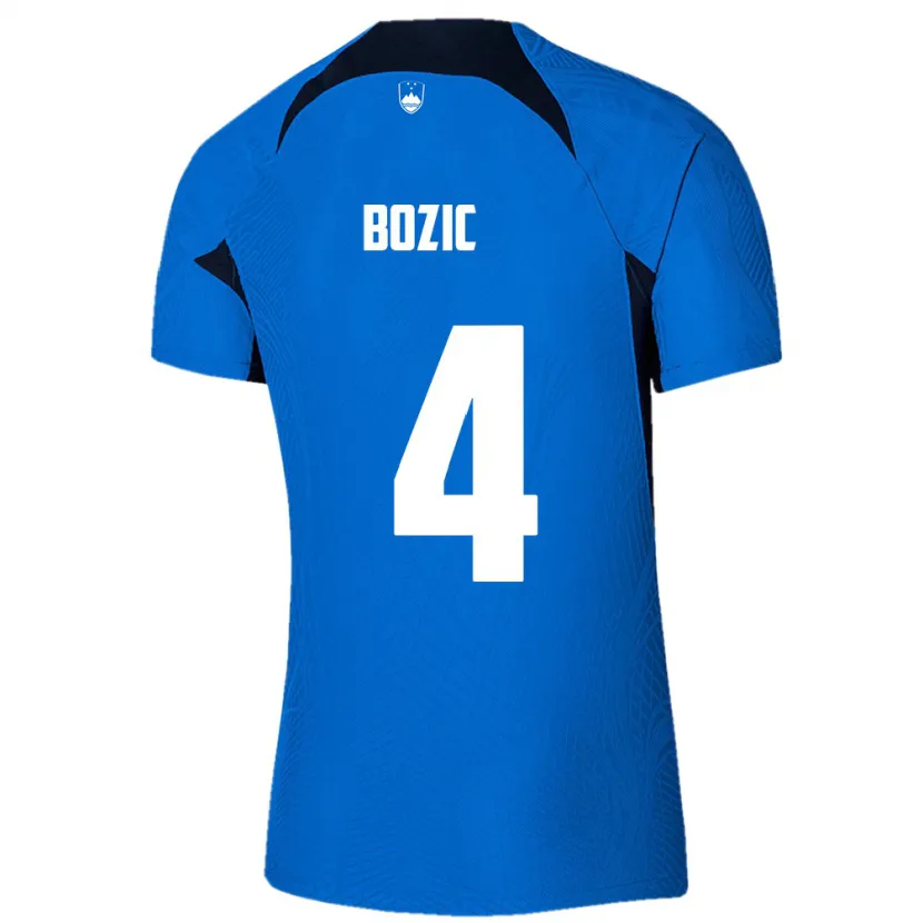Danxen Enfant Maillot Slovénie Viktor Bozic #4 Bleu Tenues Extérieur 24-26 T-Shirt
