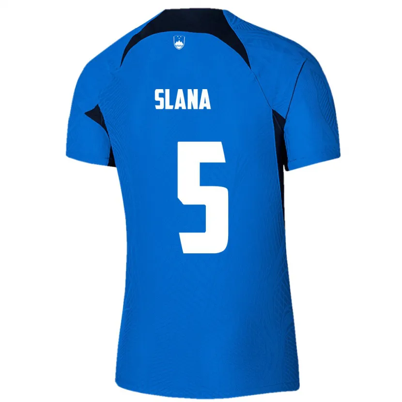 Danxen Enfant Maillot Slovénie Filip Slana #5 Bleu Tenues Extérieur 24-26 T-Shirt