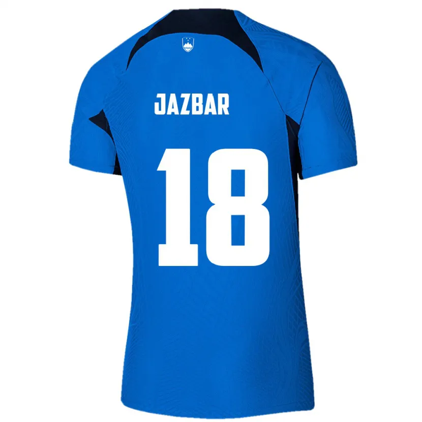 Danxen Enfant Maillot Slovénie Chris Jazbar #18 Bleu Tenues Extérieur 24-26 T-Shirt