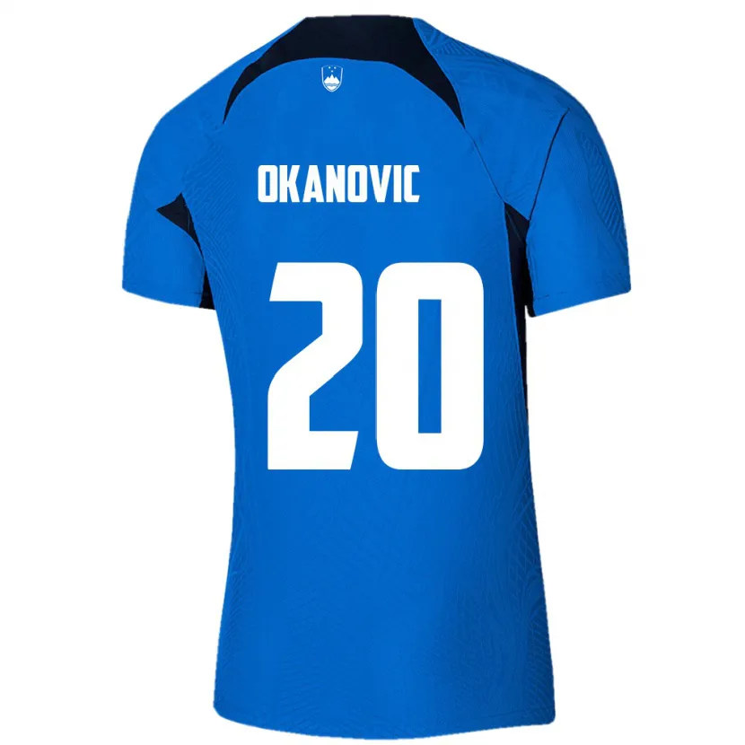 Danxen Enfant Maillot Slovénie Deen Okanovic #20 Bleu Tenues Extérieur 24-26 T-Shirt