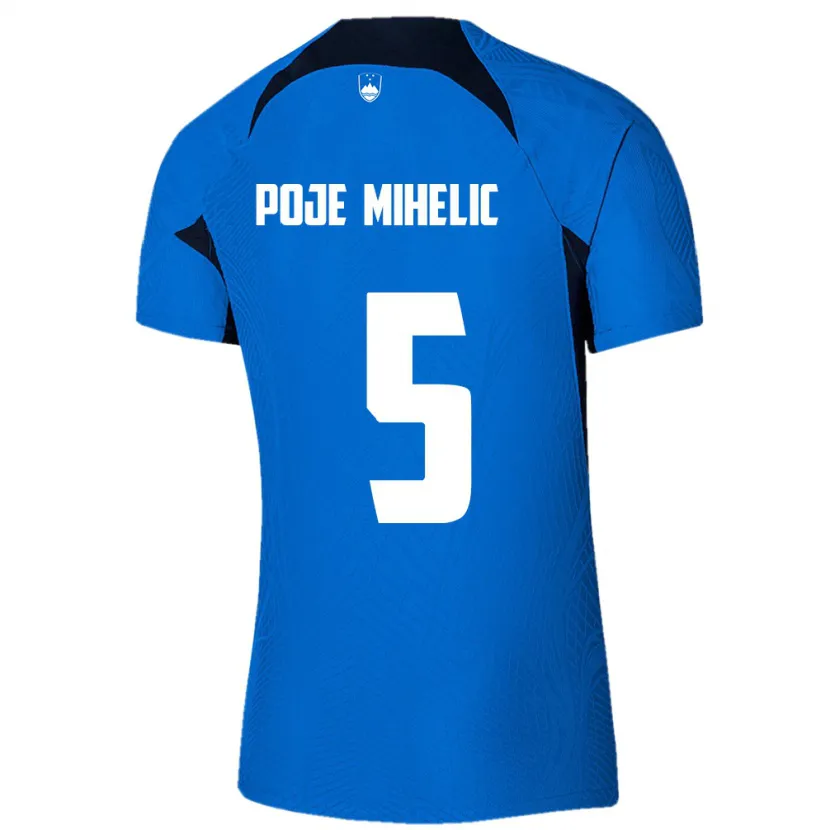 Danxen Enfant Maillot Slovénie Naja Poje Mihelič #5 Bleu Tenues Extérieur 24-26 T-Shirt