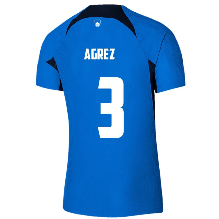 Danxen Enfant Maillot Slovénie Sara Agrež #3 Bleu Tenues Extérieur 24-26 T-Shirt