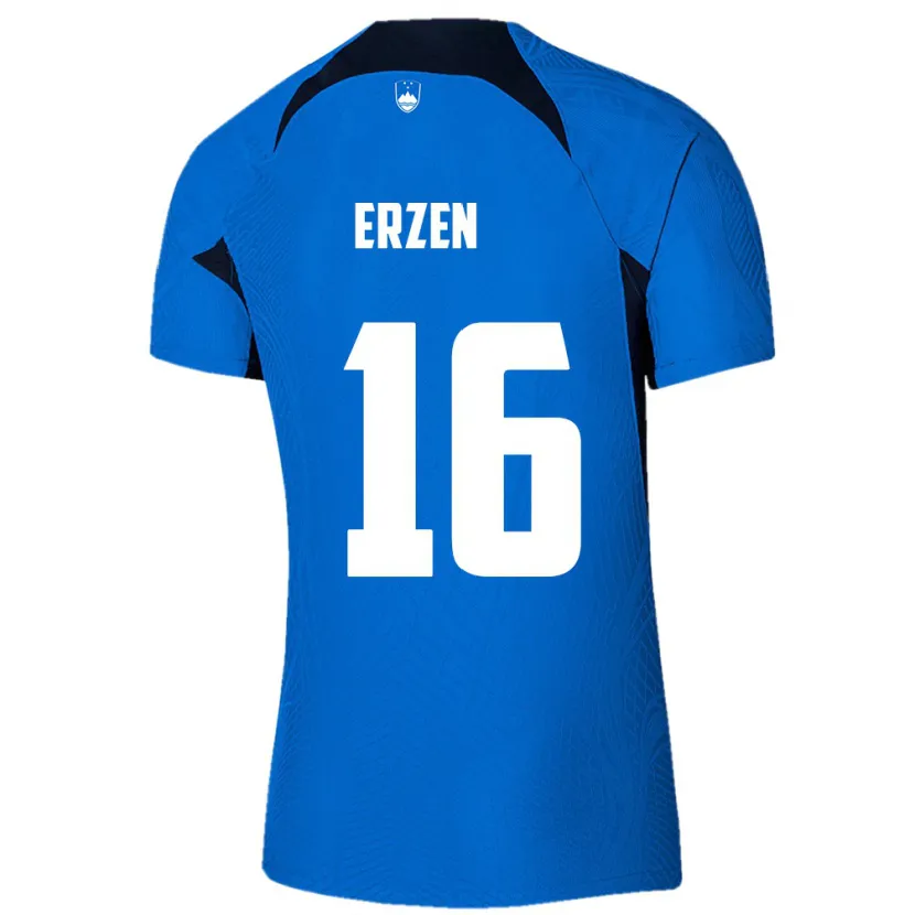 Danxen Enfant Maillot Slovénie Kaja Eržen #16 Bleu Tenues Extérieur 24-26 T-Shirt