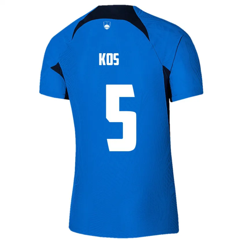 Danxen Enfant Maillot Slovénie Evelina Kos #5 Bleu Tenues Extérieur 24-26 T-Shirt
