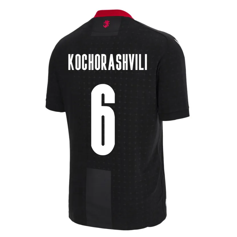 Danxen Enfant Maillot Géorgie Giorgi Kochorashvili #6 Noir Tenues Extérieur 24-26 T-Shirt