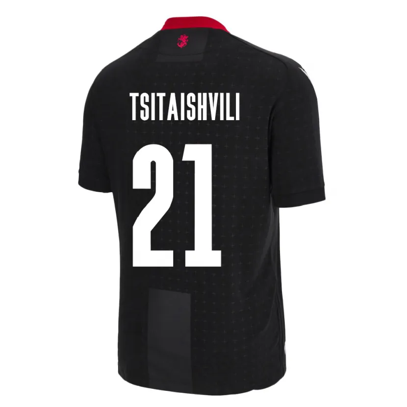 Danxen Enfant Maillot Géorgie Georgiy Tsitaishvili #21 Noir Tenues Extérieur 24-26 T-Shirt