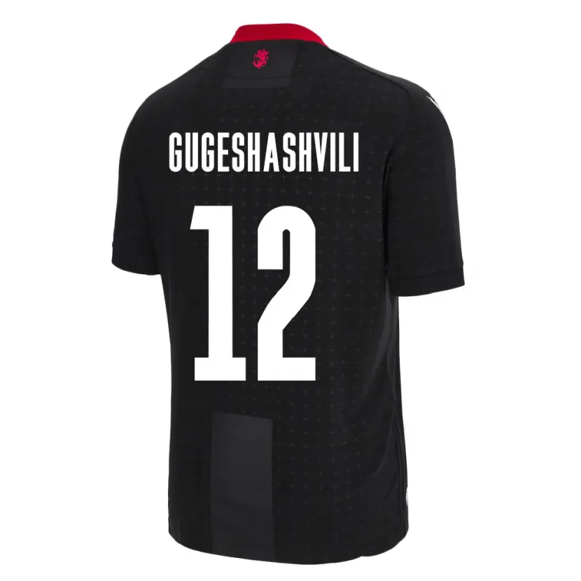 Danxen Enfant Maillot Géorgie Luka Gugeshashvili #12 Noir Tenues Extérieur 24-26 T-Shirt