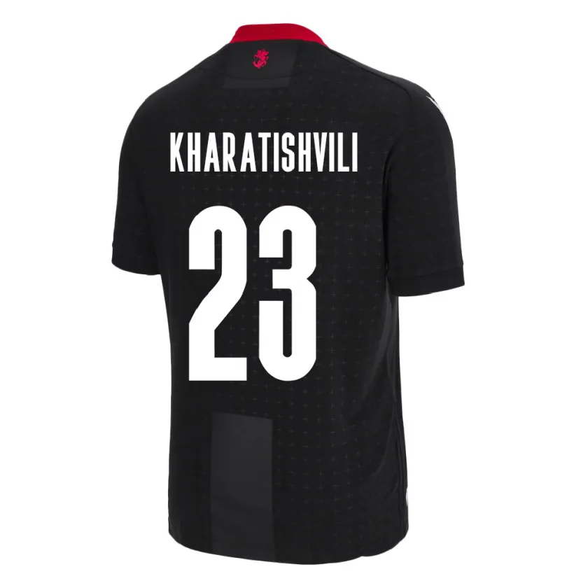 Danxen Enfant Maillot Géorgie Luka Kharatishvili #23 Noir Tenues Extérieur 24-26 T-Shirt
