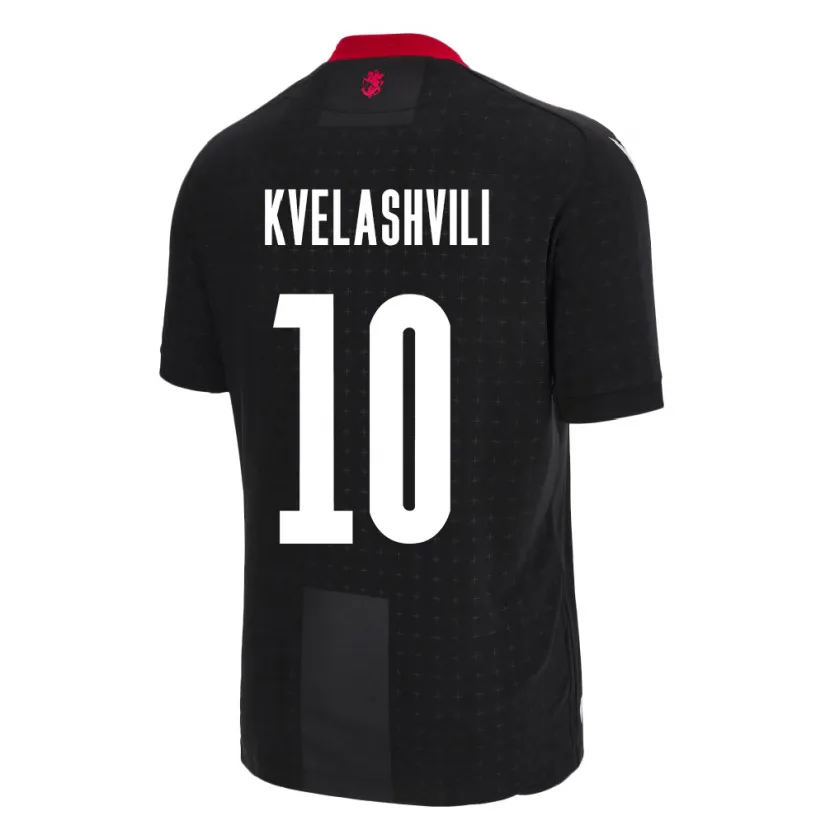 Danxen Enfant Maillot Géorgie Nikoloz Kvelashvili #10 Noir Tenues Extérieur 24-26 T-Shirt