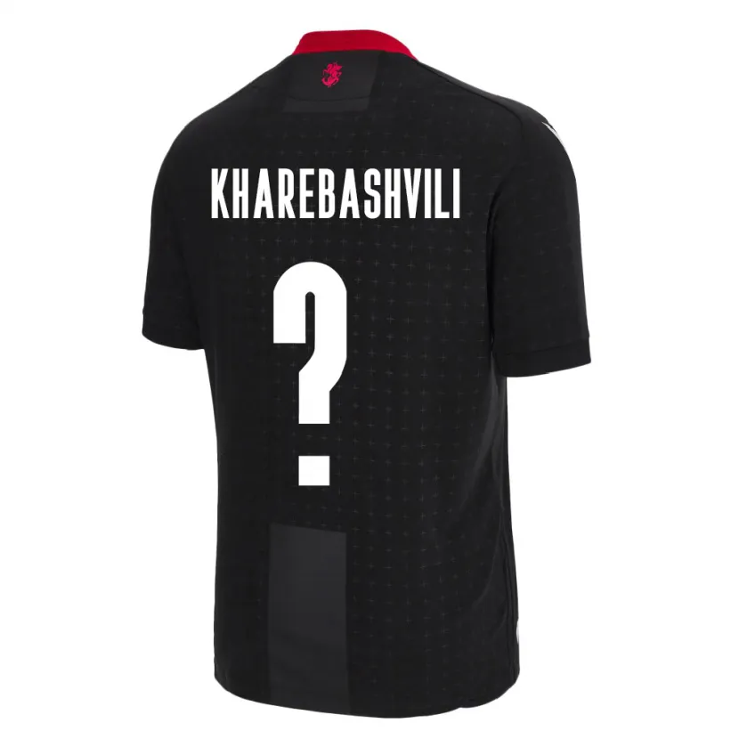Danxen Enfant Maillot Géorgie Saba Kharebashvili #0 Noir Tenues Extérieur 24-26 T-Shirt