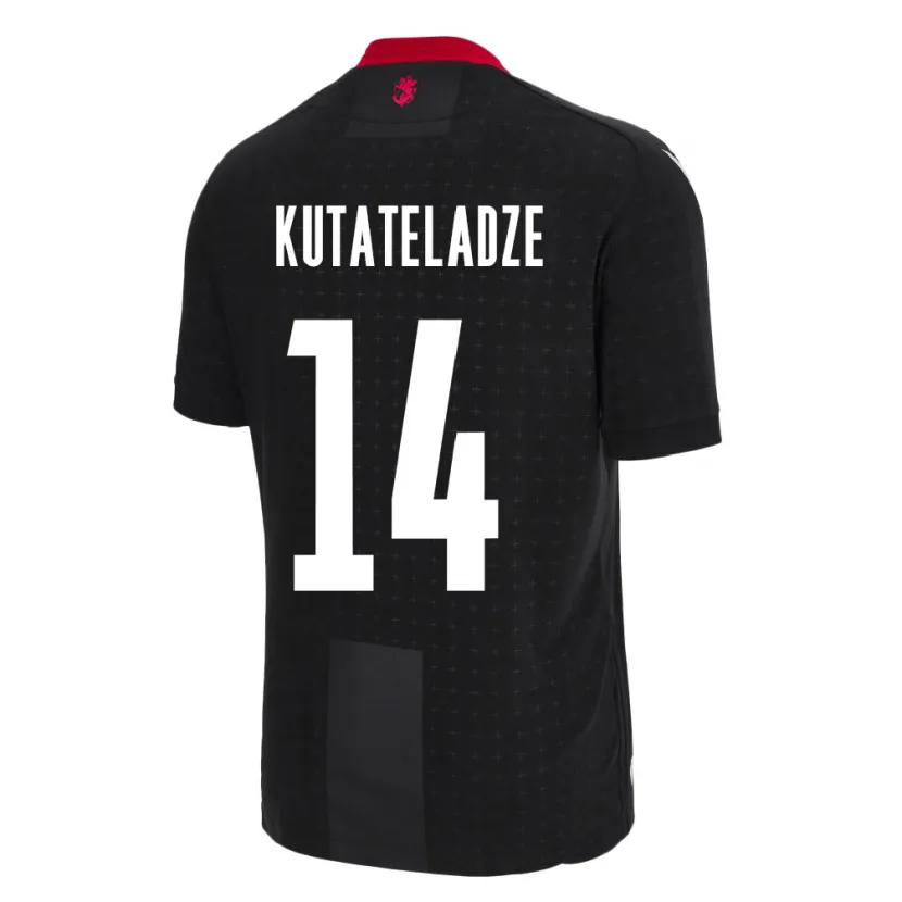 Danxen Enfant Maillot Géorgie Alexandre Kutateladze #14 Noir Tenues Extérieur 24-26 T-Shirt