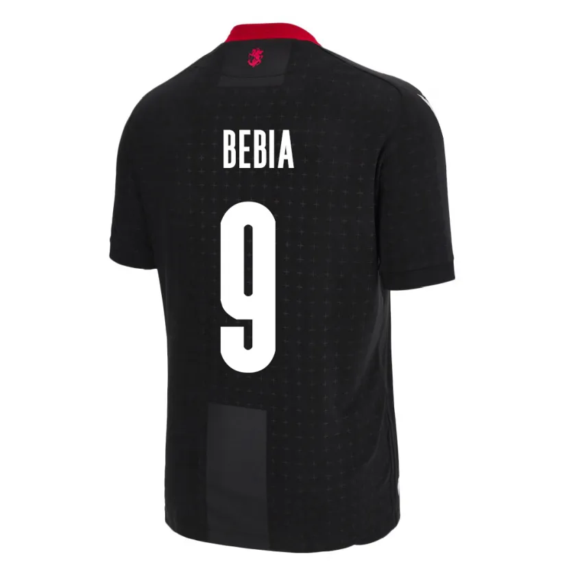 Danxen Enfant Maillot Géorgie Maiko Bebia #9 Noir Tenues Extérieur 24-26 T-Shirt