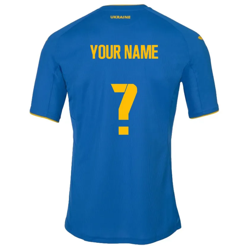 Danxen Enfant Maillot Ukraine Votre Nom #0 Bleu Tenues Extérieur 24-26 T-Shirt