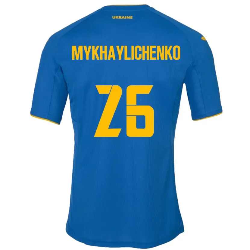 Danxen Enfant Maillot Ukraine Bogdan Mykhaylichenko #26 Bleu Tenues Extérieur 24-26 T-Shirt