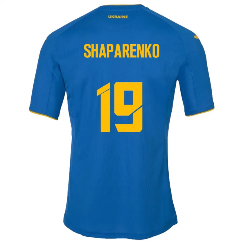 Danxen Enfant Maillot Ukraine Mykola Shaparenko #19 Bleu Tenues Extérieur 24-26 T-Shirt