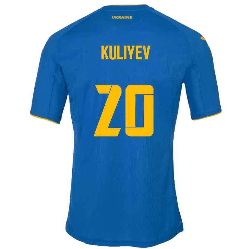 Danxen Enfant Maillot Ukraine Eldar Kuliyev #20 Bleu Tenues Extérieur 24-26 T-Shirt