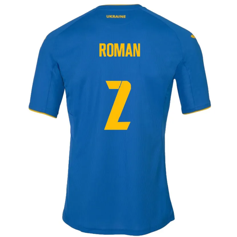 Danxen Enfant Maillot Ukraine Vitaliy Roman #2 Bleu Tenues Extérieur 24-26 T-Shirt