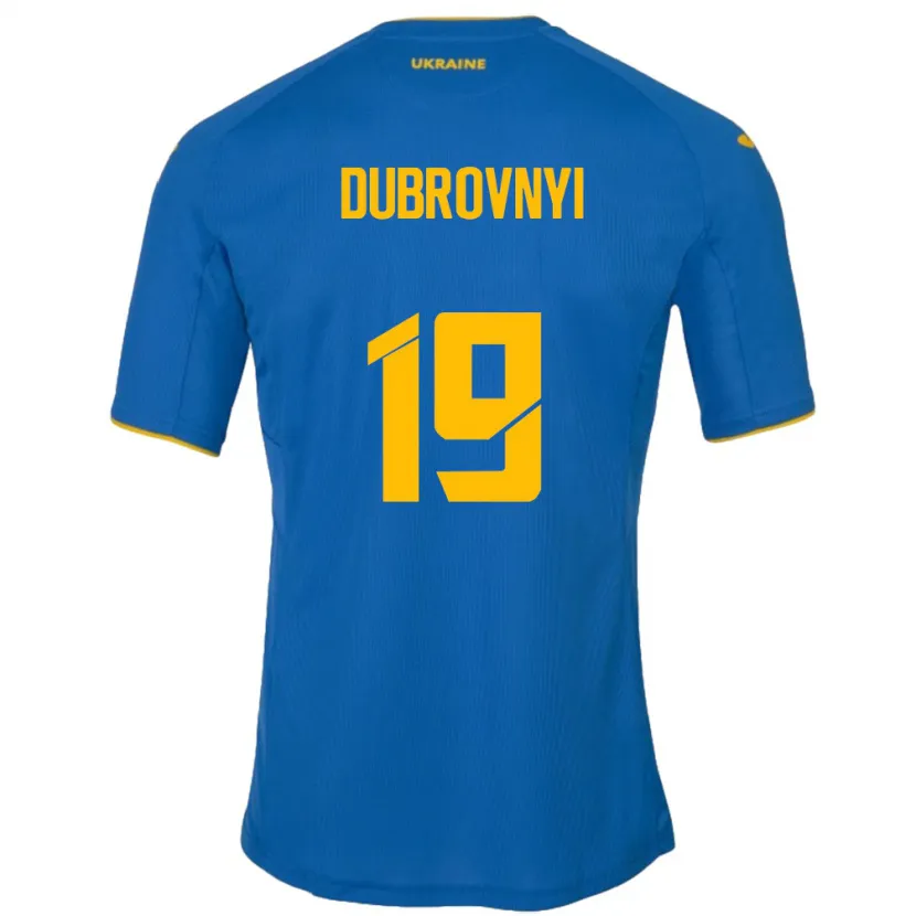 Danxen Enfant Maillot Ukraine Mykhaylo Dubrovnyi #19 Bleu Tenues Extérieur 24-26 T-Shirt