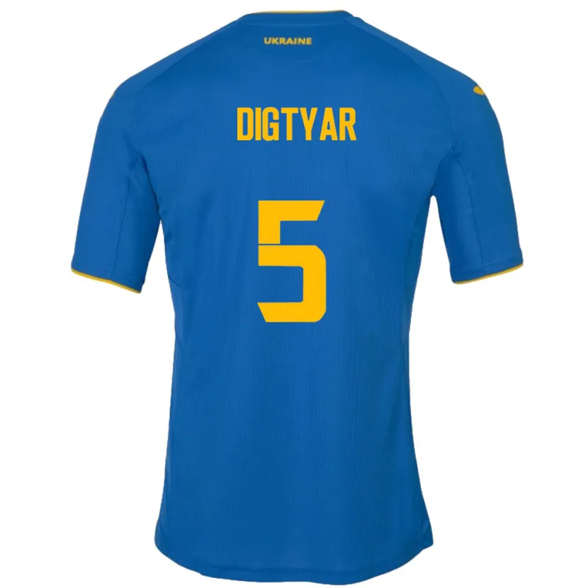 Danxen Enfant Maillot Ukraine Kyrylo Digtyar #5 Bleu Tenues Extérieur 24-26 T-Shirt