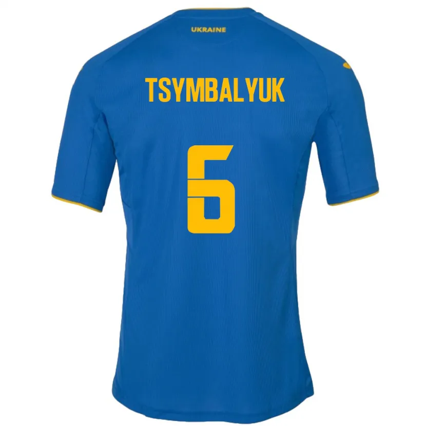 Danxen Enfant Maillot Ukraine Maksym Tsymbalyuk #6 Bleu Tenues Extérieur 24-26 T-Shirt