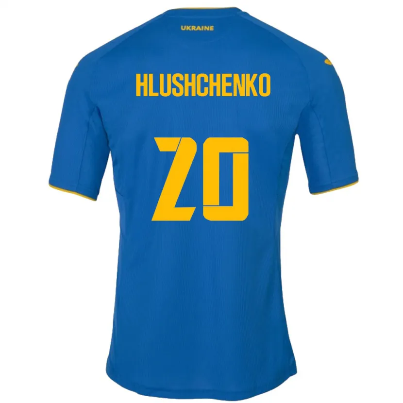 Danxen Enfant Maillot Ukraine Inna Hlushchenko #20 Bleu Tenues Extérieur 24-26 T-Shirt