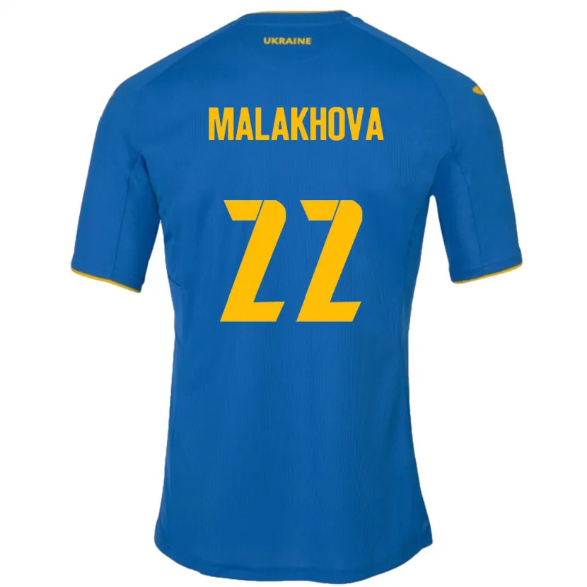 Danxen Enfant Maillot Ukraine Yana Malakhova #22 Bleu Tenues Extérieur 24-26 T-Shirt