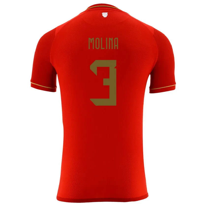 Danxen Enfant Maillot Bolivie Iván Molina #3 Rouge Tenues Extérieur 24-26 T-Shirt
