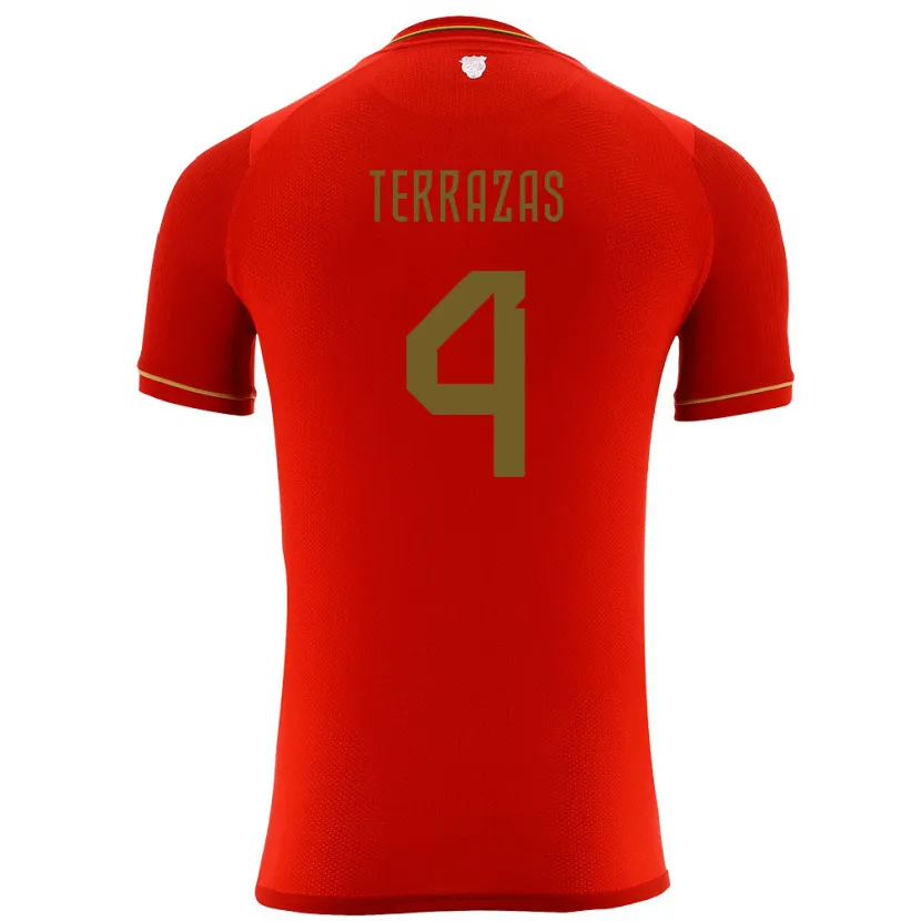 Danxen Enfant Maillot Bolivie Sergio Terrazas #4 Rouge Tenues Extérieur 24-26 T-Shirt