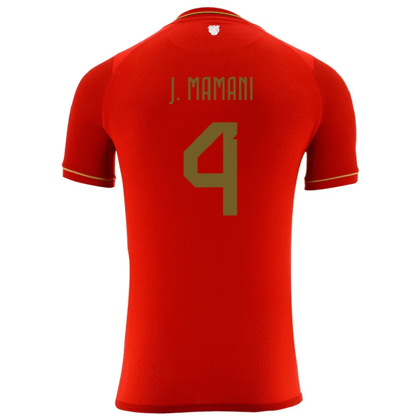 Danxen Enfant Maillot Bolivie Jhylian Mary Mamani #4 Rouge Tenues Extérieur 24-26 T-Shirt