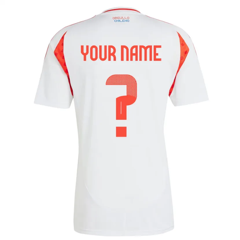 Danxen Enfant Maillot Chili Votre Nom #0 Blanc Tenues Extérieur 24-26 T-Shirt